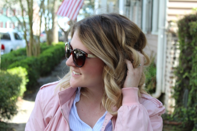 Savannah Mom Blogger, Being Mrs. Fowler, styles a Members Only Jacket, mom style, teacher style, modest style, casual outfit 